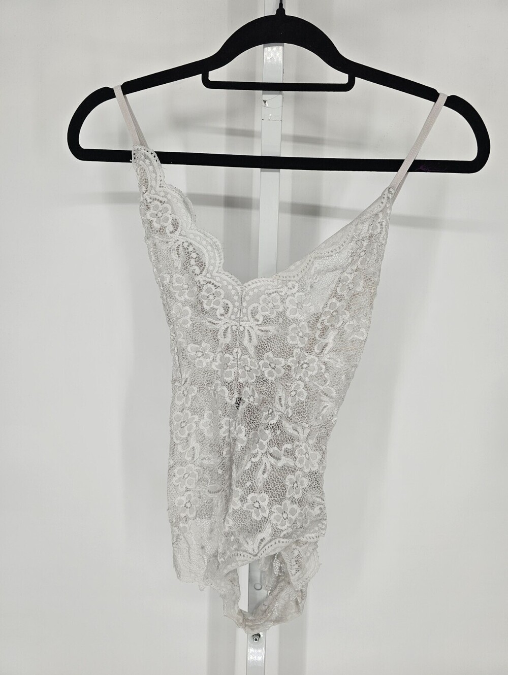 AvidLove womens Sz M Bodysuit Lingerie teddy Full Lace White Sheer